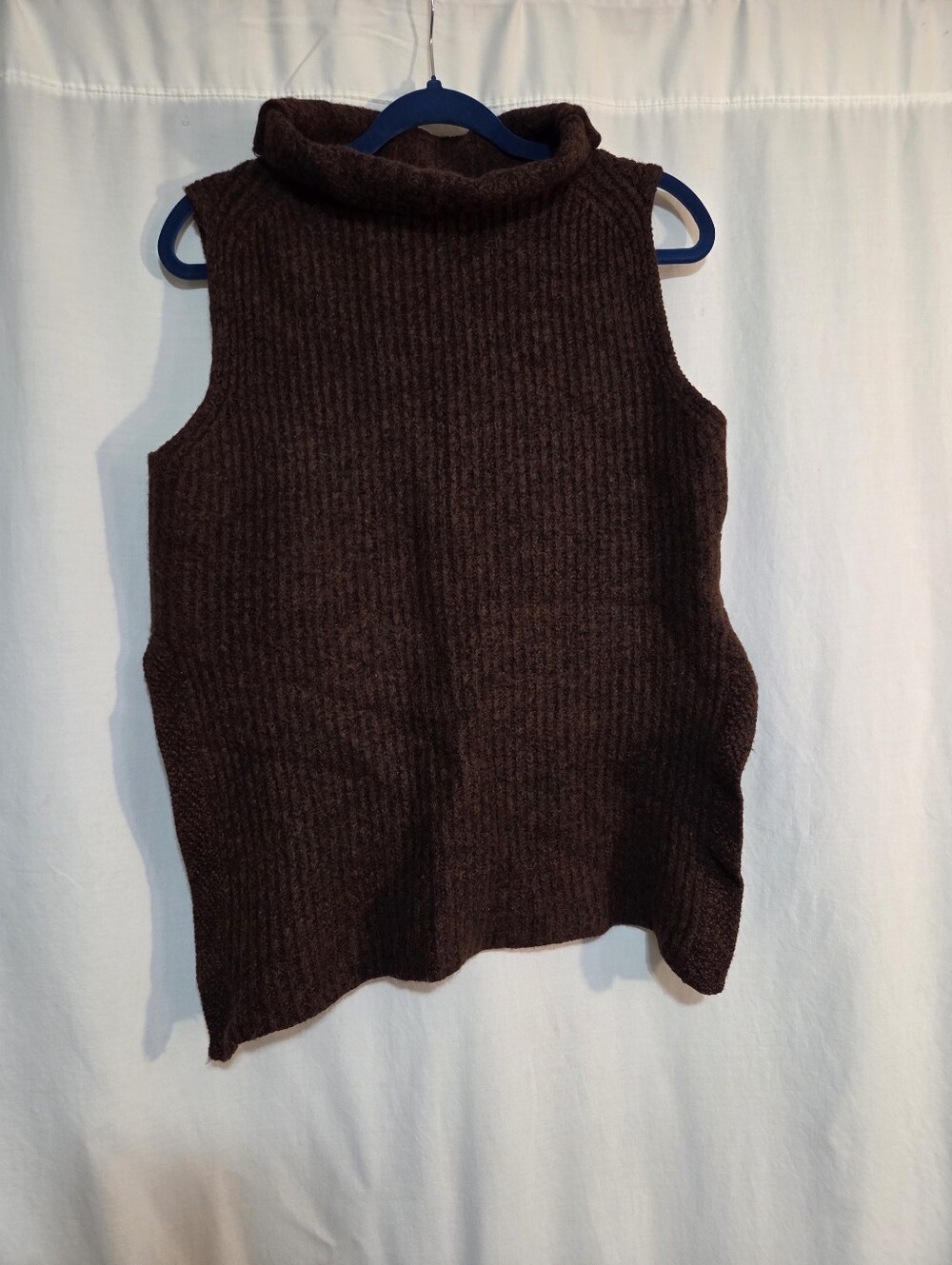 Wilfred Size Sm 100% Merino Wool Chocolate Brown Sleeveless Cowl Neck Sweater